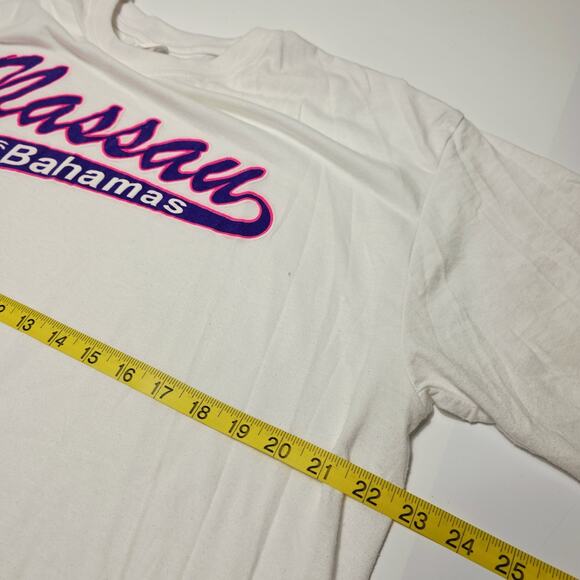 Nassau Bahamas T Shirt Mens 2XL White Blue Graphic Print Spell Out Dorsett - Picture 4 of 6